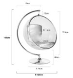 Fotel BUBBLE STAND poduszka atramentowa - podstawa chrom, korpus akryl, poduszka wełna - obrazek 5