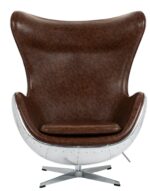 Fotel EGG AVIATOR PU brązowy - ekoskóra,  metal - obrazek 5