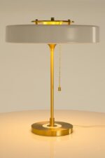 Lampa biurkowa ARTE biało-złota - aluminium, szkło - obrazek 3