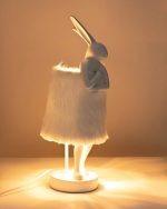 KARE lampa stołowa RABBIT FUR 50 cm       biała / srebrna - obrazek 4