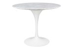 Stół TULIP MARBLE 90 CARRARA biały -      marmur, metal