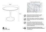 Stół TULIP MARBLE 90 CARRARA biały -      marmur, metal - obrazek 4