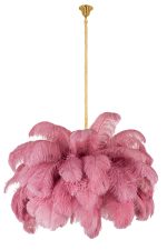 MOOSEE lampa wisząca TIFFANY 135 różowa   mosiądz / naturalne pióra