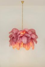 MOOSEE lampa wisząca TIFFANY 135 różowa   mosiądz / naturalne pióra - obrazek 10