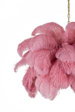 MOOSEE lampa wisząca TIFFANY 135 różowa   mosiądz / naturalne pióra - obrazek 3