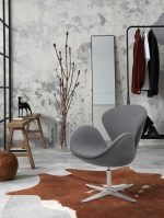 Fotel SWAN WOOL PREMIUM szary - wełna, podstawa stal - obrazek 8