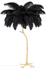MOOSEE lampa podłogowa TIFFANY 175        czarna mosiądz / naturalne pióra