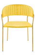 Krzesło MARGO żółte - welur, podstawa     złota - obrazek 4