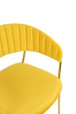 Krzesło MARGO żółte - welur, podstawa     złota - obrazek 5