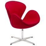 Fotel SWAN WOOL PREMIUM czerwony -  wełna, podstawa stal