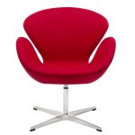 Fotel SWAN WOOL PREMIUM czerwony -  wełna, podstawa stal - obrazek 5