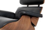 Fotel LOUNGE HM XL czarny / orzech z podnóżkiem - obrazek 5