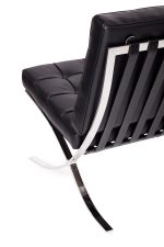 Sofa dwuosobowa BARCELON PRESTIGE PLUS czarna - włoska selekcjonowana skóra naturalna, stal - obrazek 2