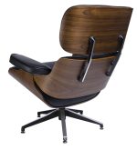 Fotel LOUNGE czarny / orzech z podnóżkiem - obrazek 6