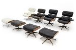MODESTO fotel LOUNGE czarny / orzech z podnóżkiem , skóra ekologiczna - obrazek 3