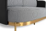 Sofa VENICE tkanina pepitka biało-czarna ekoskóra - złota podstawa - obrazek 4