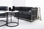 Sofa dwuosobowa SOFT LC2 czarna - włoska skóra naturalna, metal - obrazek 6