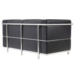 Sofa dwuosobowa SOFT LC2 czarna - włoska skóra naturalna, metal - obrazek 7