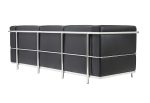 Sofa trzyosobowa SOFT LC2 czarna - włoska skóra naturalna, metal - obrazek 7