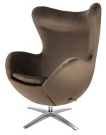 Fotel EGG SZEROKI VELVET ciemny brąz.81  - welur, podstawa stal