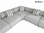 MaMaison sofa narożna ogrodowa ALEXANDER  szara (poduszki i pokrowiec w zestawie) - obrazek 3