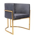 Fotel CHLOE VELVET ciemny szary - metal,  welur - obrazek 2
