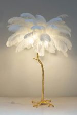 MOOSEE lampa podłogowa TIFFANY 175 biała  mosiądz / naturalne pióra - obrazek 10