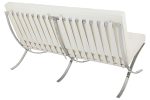 Sofa BARCELON trzyosobowa biała - włoska skóra naturalna, chrom - obrazek 3