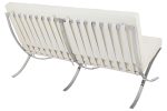 Sofa dwuosobowa BARCELON PRESTIGE PLUS  biała - włoska skóra naturalna, stal - obrazek 2