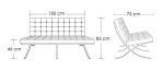 Sofa dwuosobowa BARCELON PRESTIGE PLUS  biała - włoska skóra naturalna, stal - obrazek 6