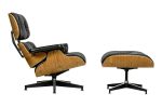 Fotel LOUNGE HM SOFT PREMIUM SZEROKI z podnóżkiem czarny  - sklejka orzech, skóra naturalna - obrazek 2