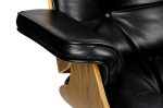 Fotel LOUNGE HM SOFT PREMIUM SZEROKI z podnóżkiem czarny  - sklejka orzech, skóra naturalna - obrazek 7