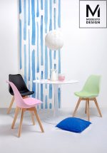 MODESTO stół TULIP FI 90 biały - MDF, podstawa metalowa - obrazek 4